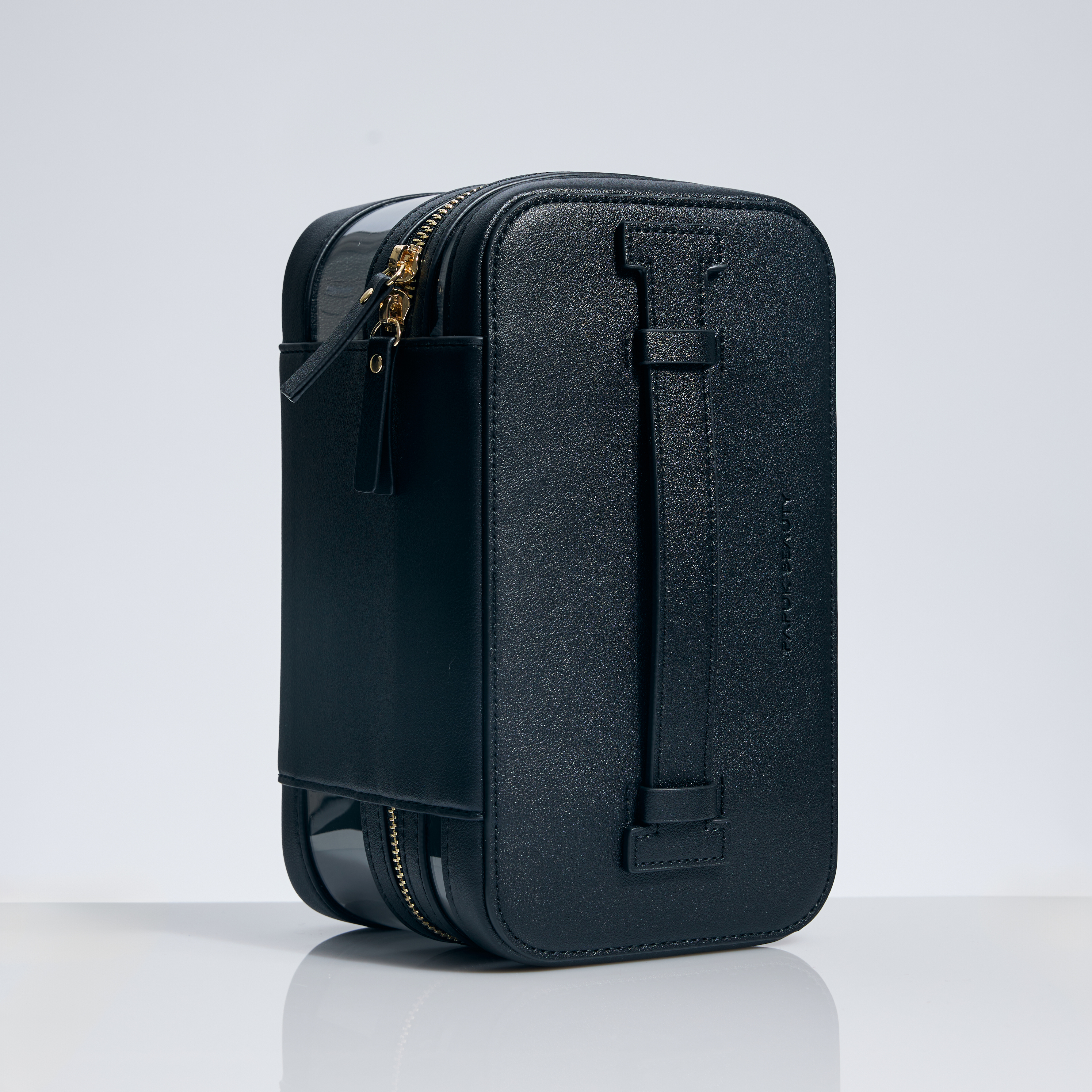 Прозрачная косметичка с ручкой, черная