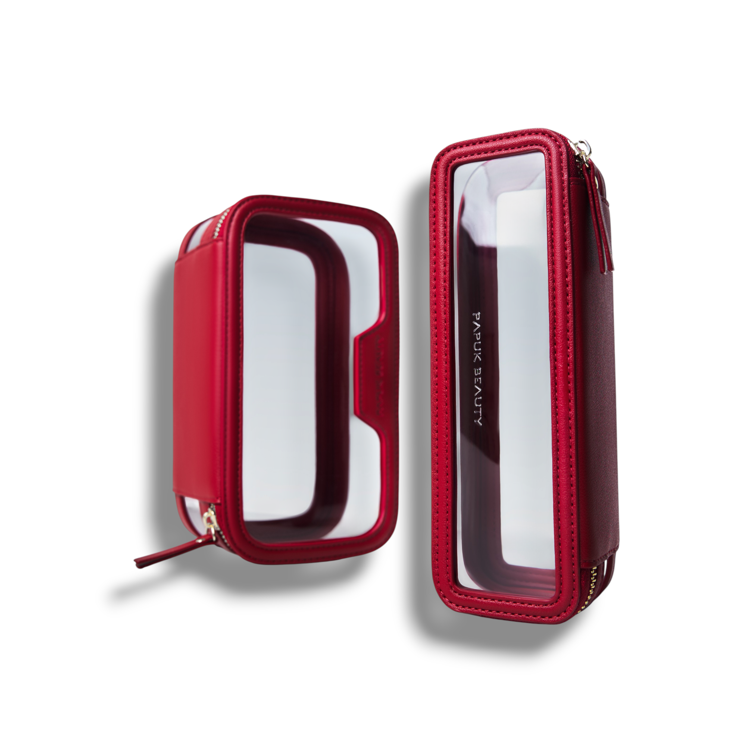 Набор прозрачных косметичек с пеналом, маджента